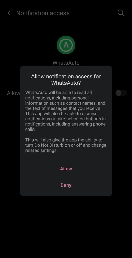 allow notification access