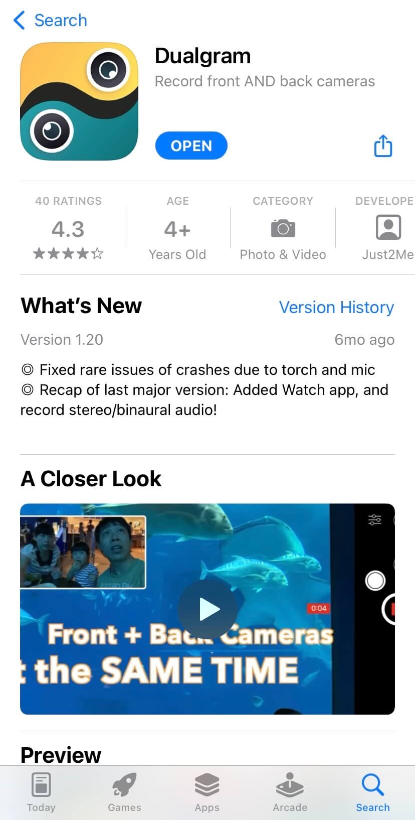 DualGram app for iPhone