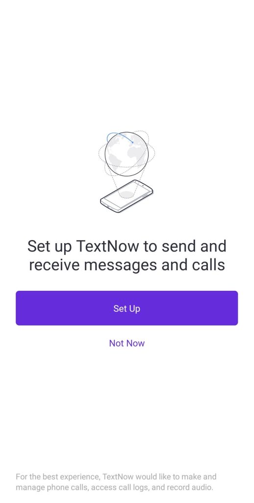 set up textnow