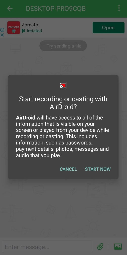 Bắt đầu truyền với AirDroid