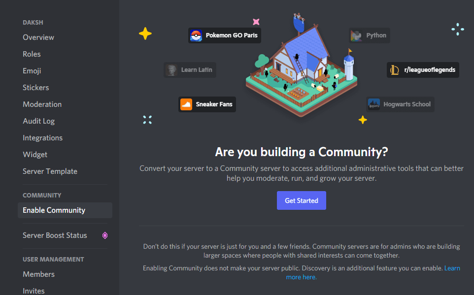 Enable community option