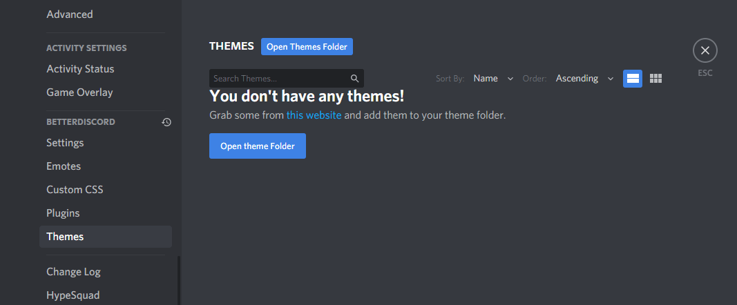 Open theme folder