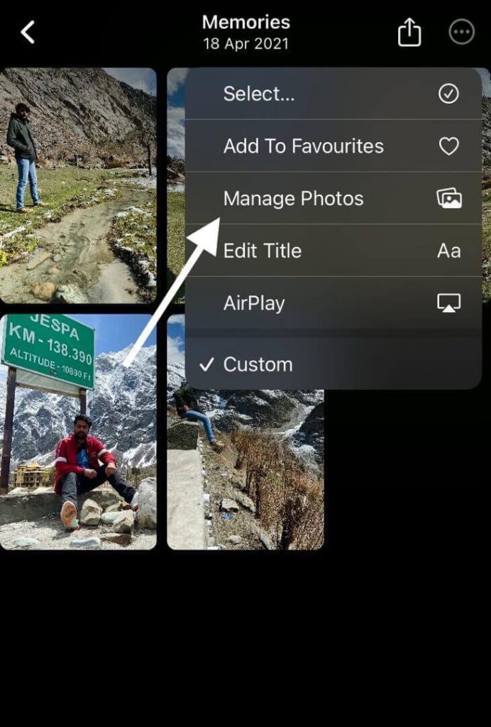 Manage photos in memories