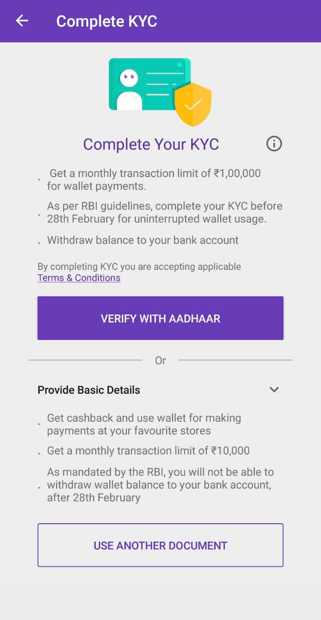 Complete KYC on PhonePe