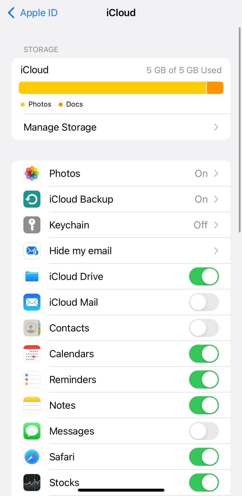 Disable iCloud backups