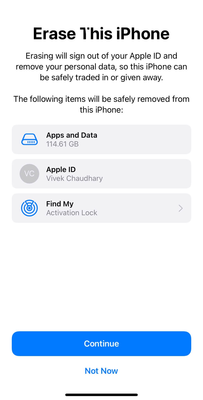 Erase iPhone data