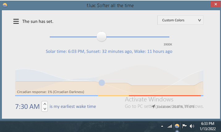 f.lux menu-in Windows