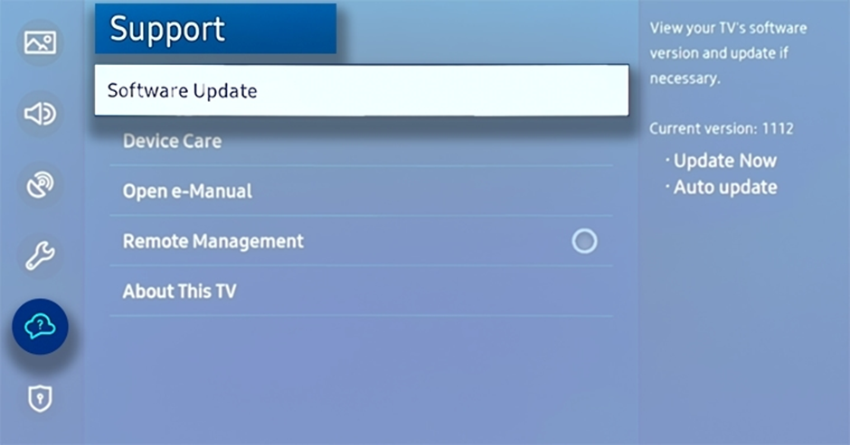Update software of your Smart TV