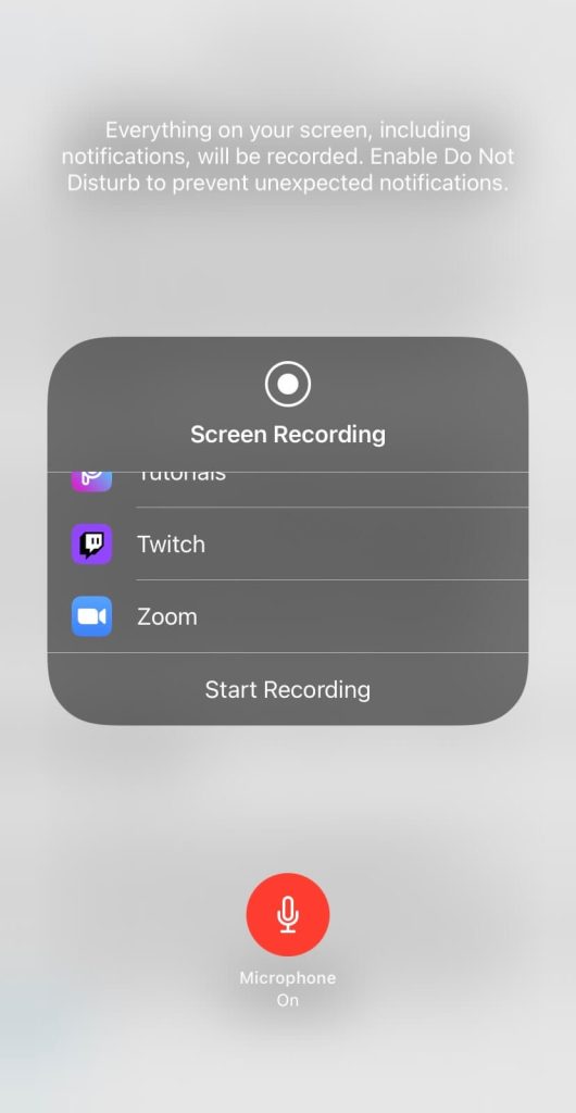 Screen recording Zoom meeting on iPhone