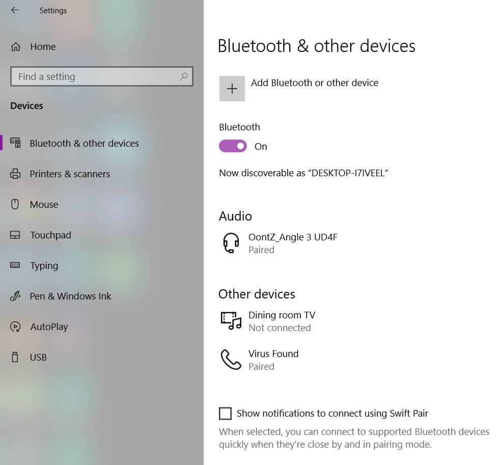 Turn off bluetooth