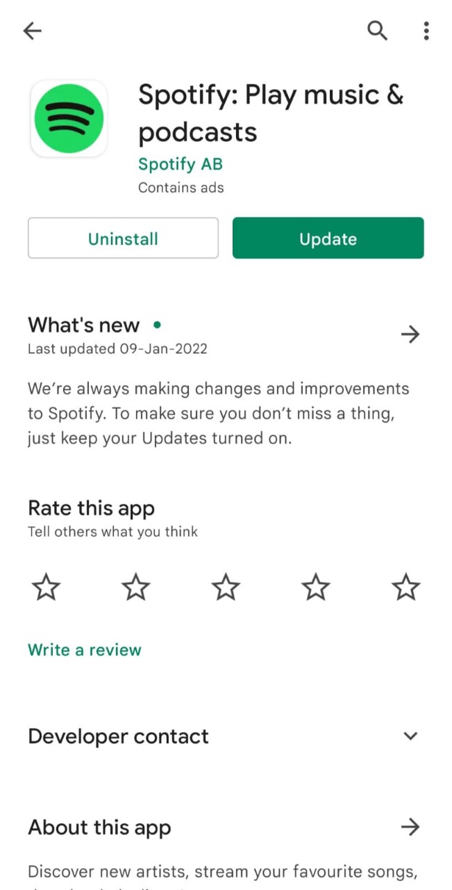 Update Spotify app