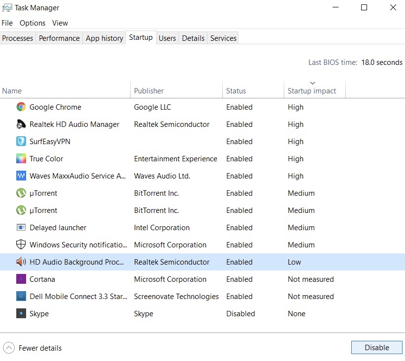Disable startup apps on Windows