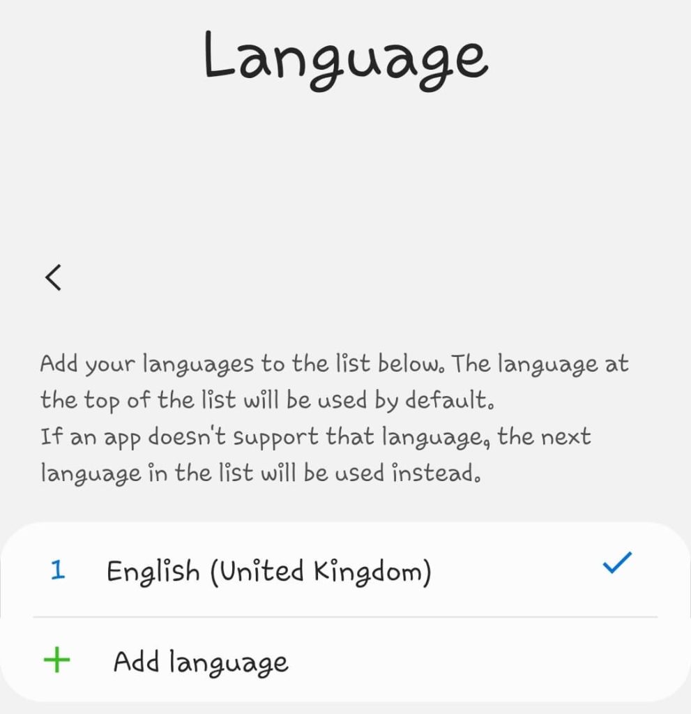Language settings on Android