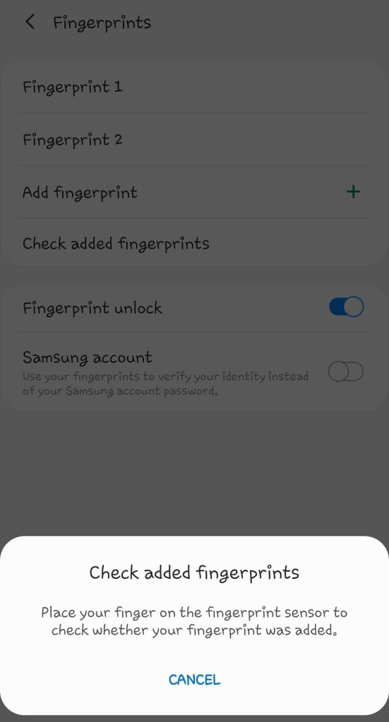 Check if fingerprint is added