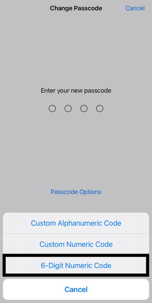 Enable 6-digit passcode
