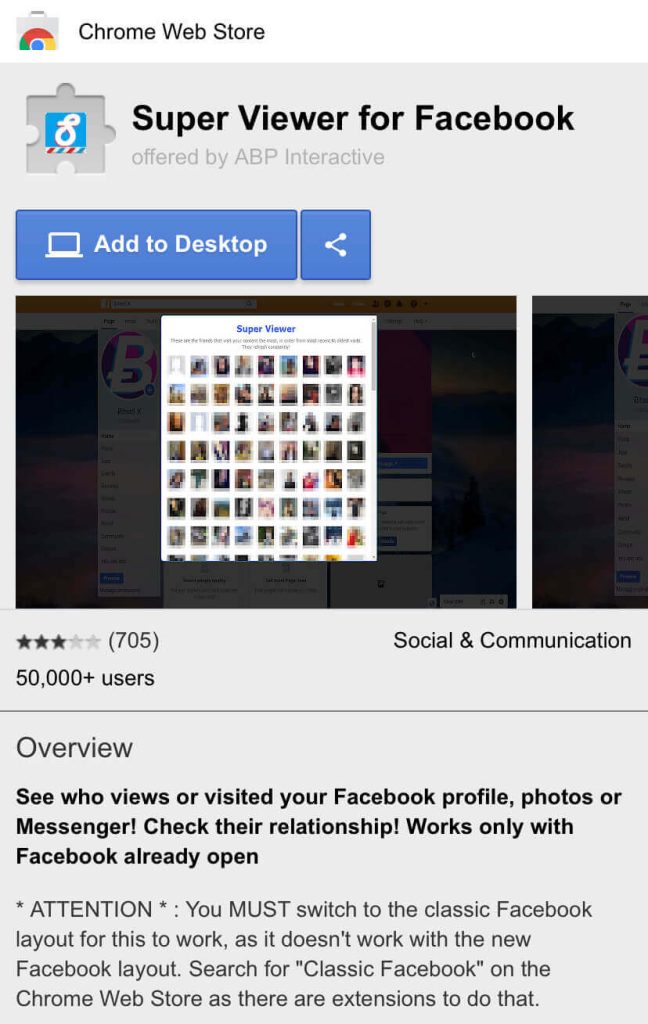 Find who viewed your Facebook profile using extension