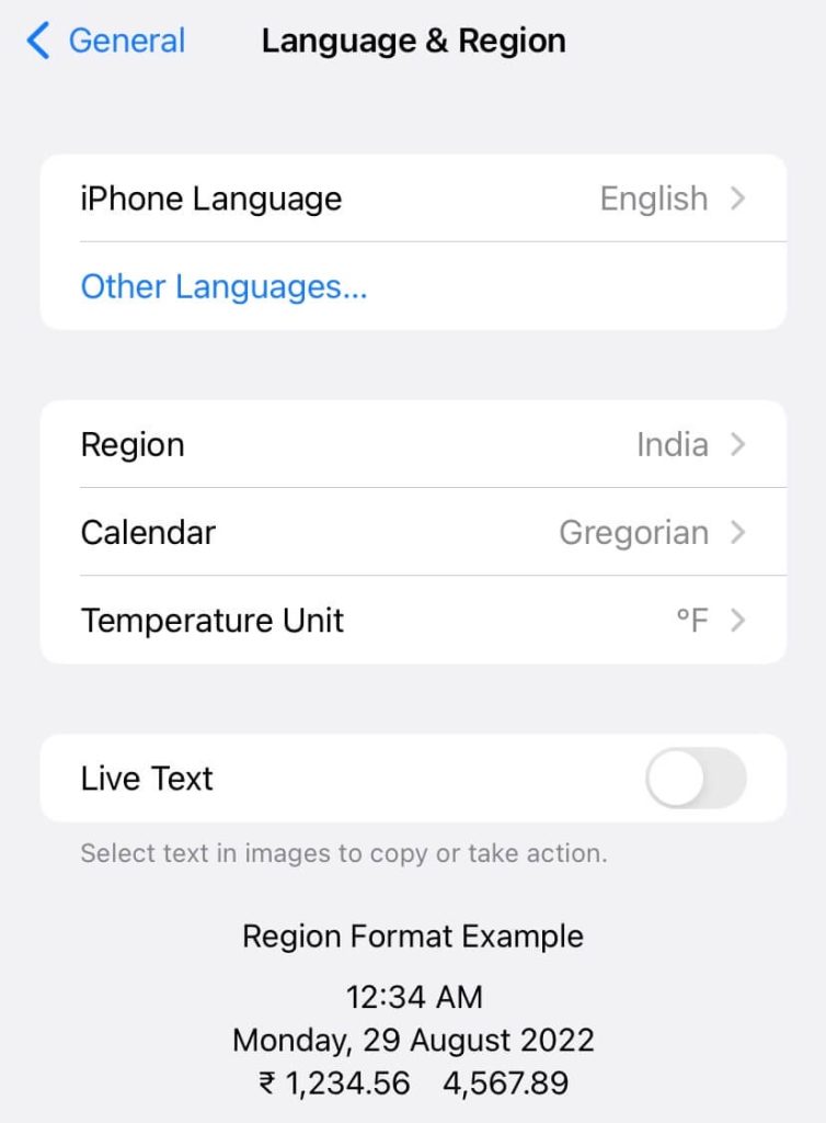 Language & Region