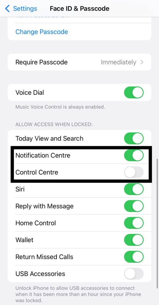 Lock notification and control centre