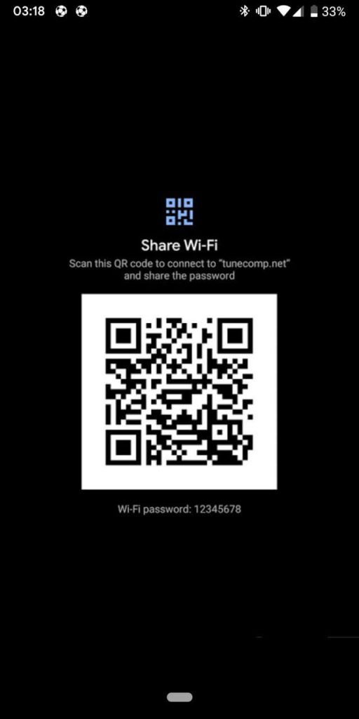 Wi-Fi password and QR code