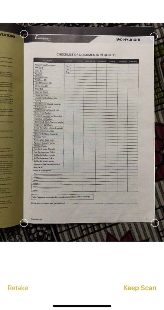 Keep scan or Retake