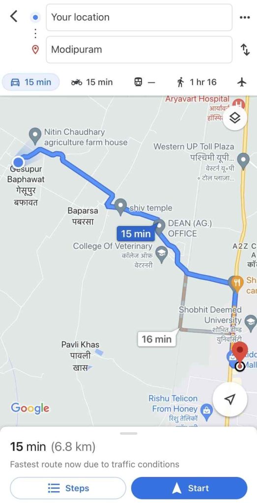 Start Navigation on Google Maps