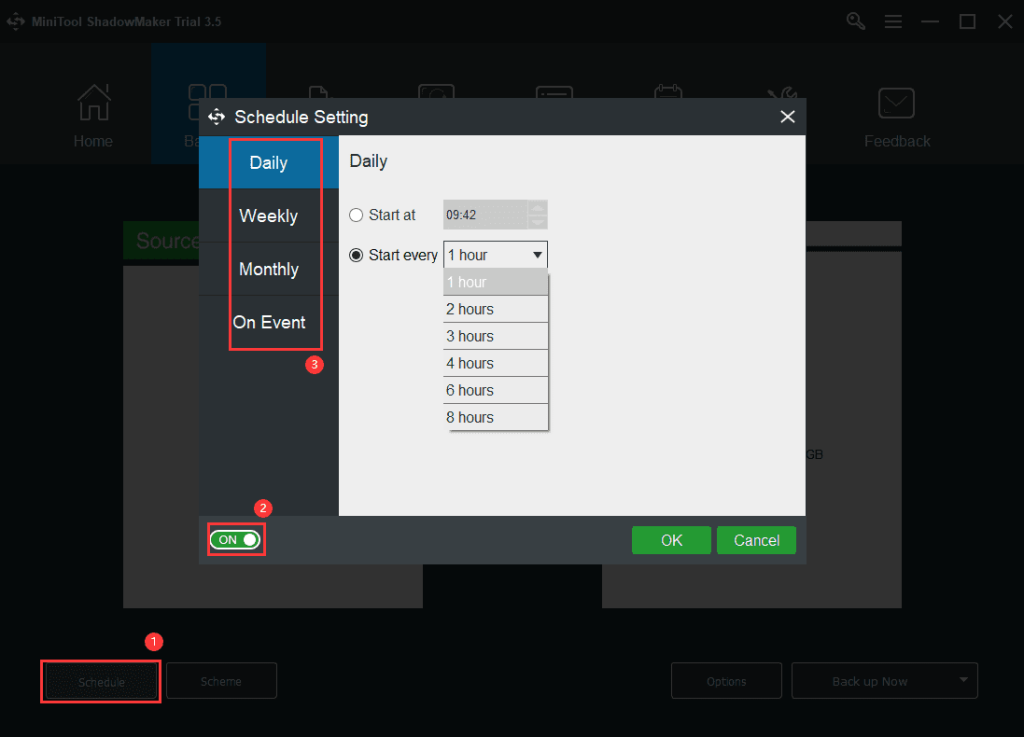 Select backup scheme
