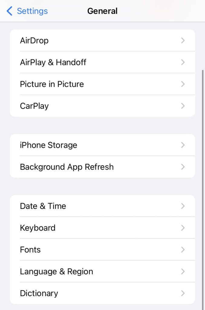 Language & Region - General Settings