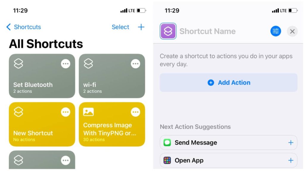 Create Shortuct on iPhone