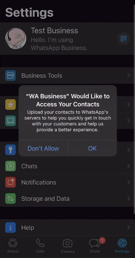 Allow access to contacts and media