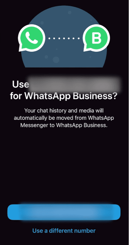 Choose phone number for WhatsApp Business