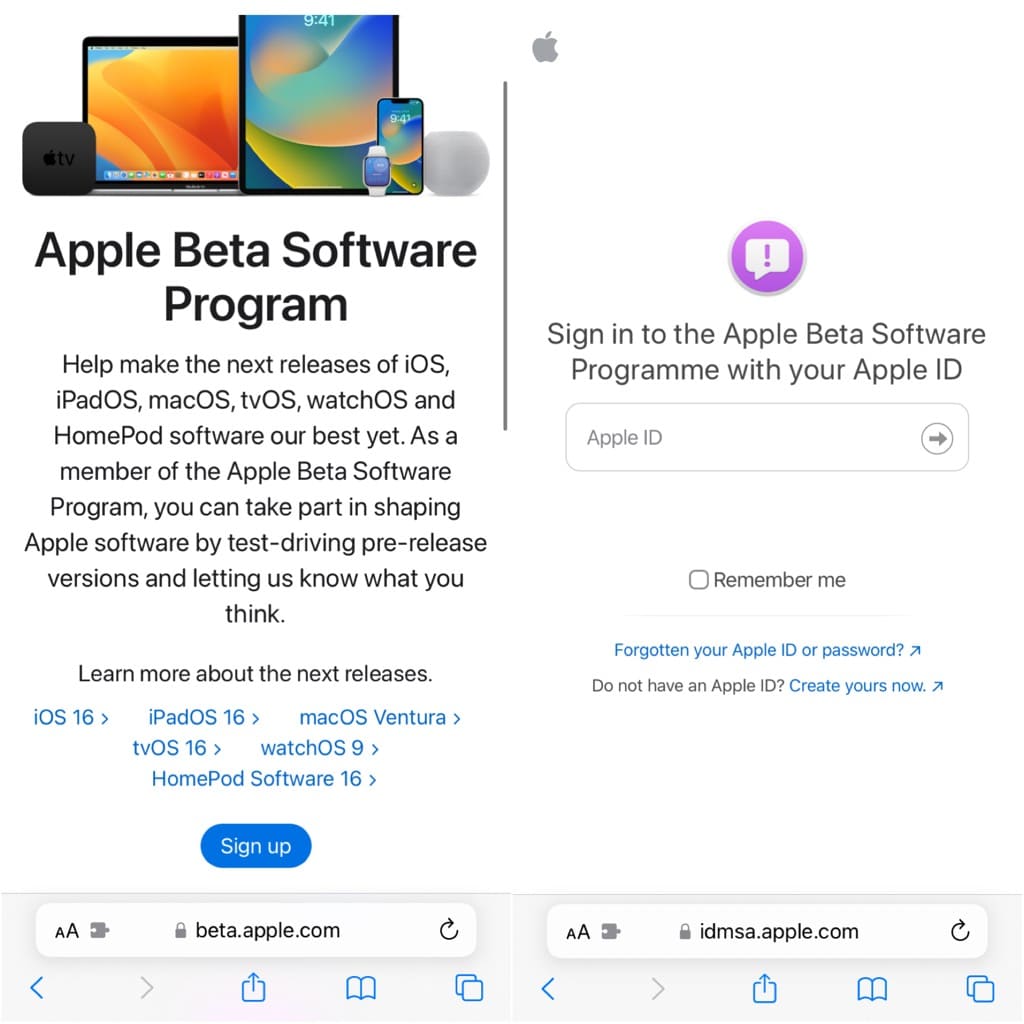 Enrol for Apple Beta Program