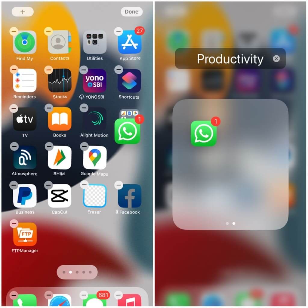 Hide iPhone apps by creating folder