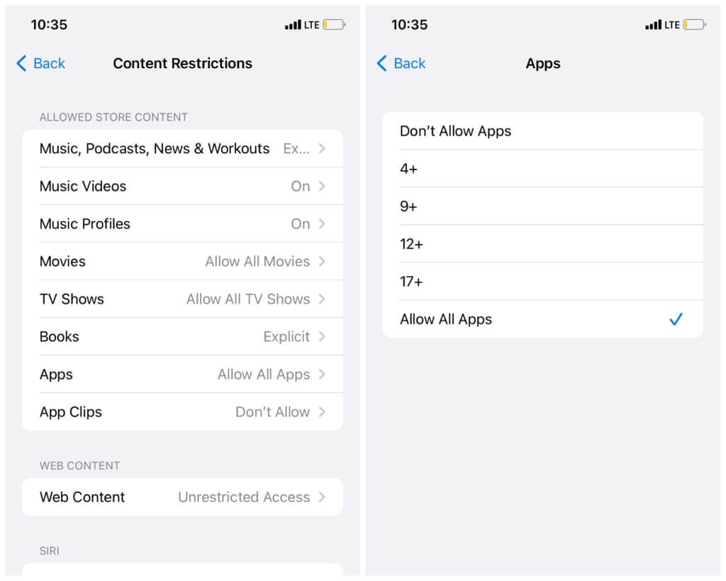 Hide iPhone apps using content restrictions