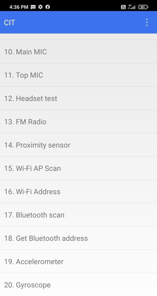 Proximity sensor test