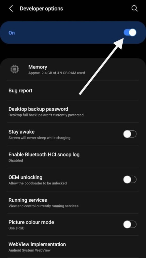 Disable developer options on Android