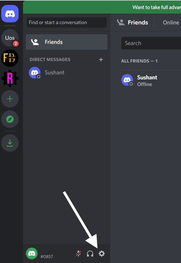 Discord settings gear icon