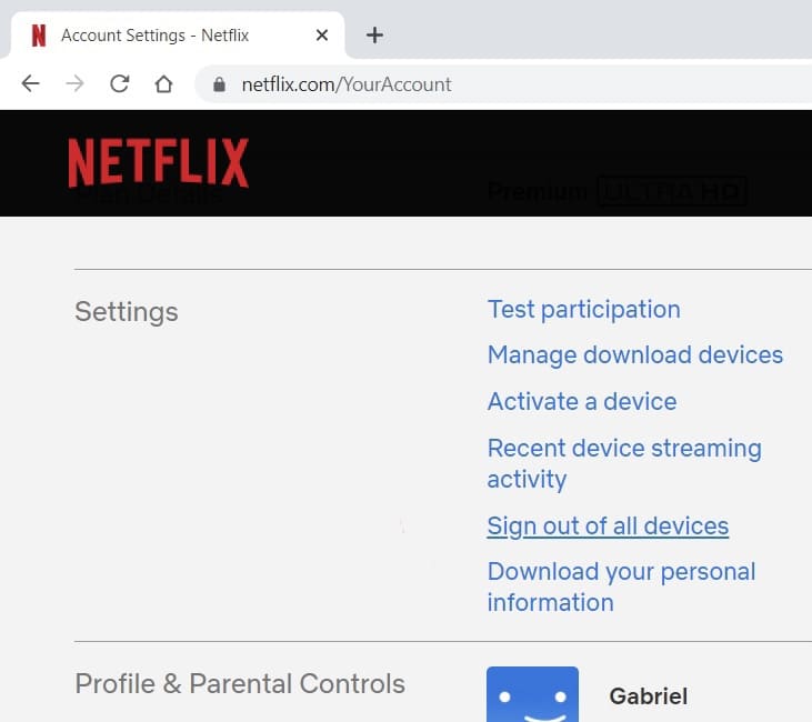 Netflix account settings