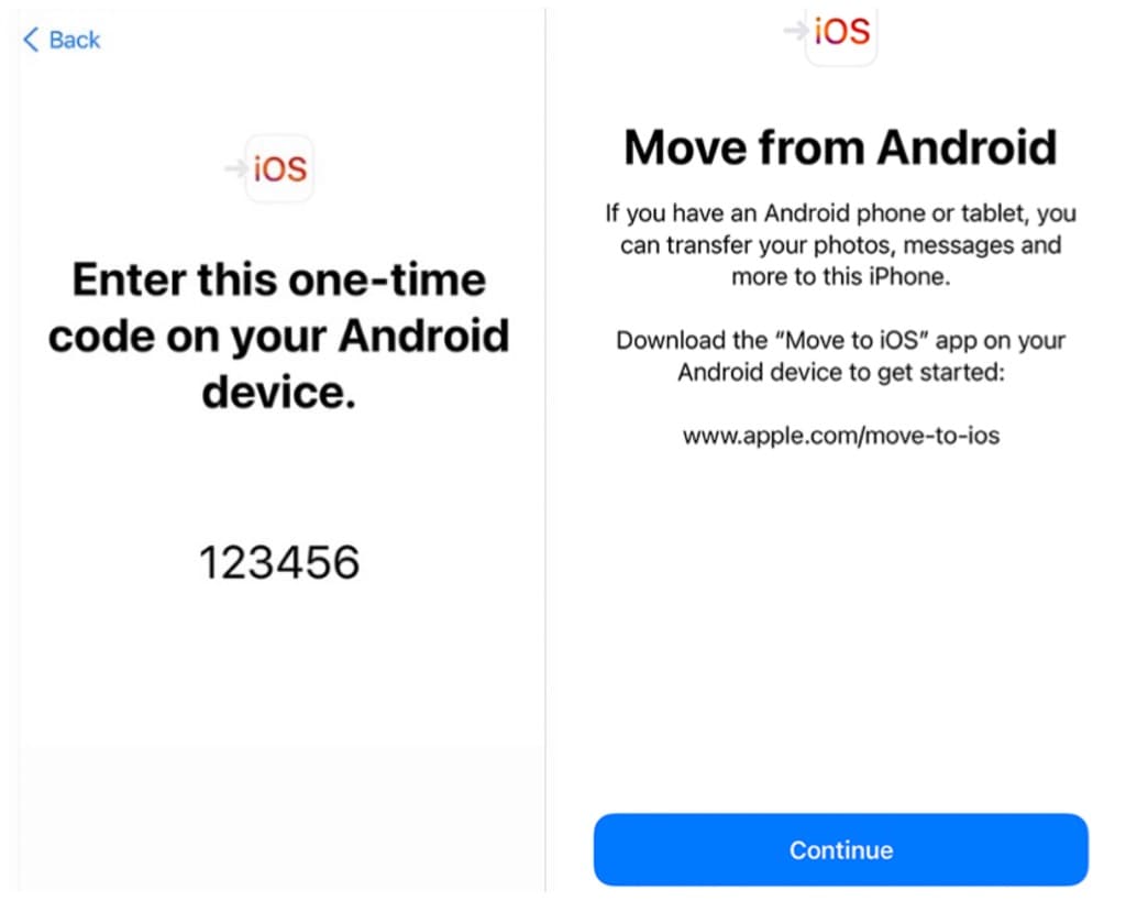 Pair iPhone and Android with Move to iOS