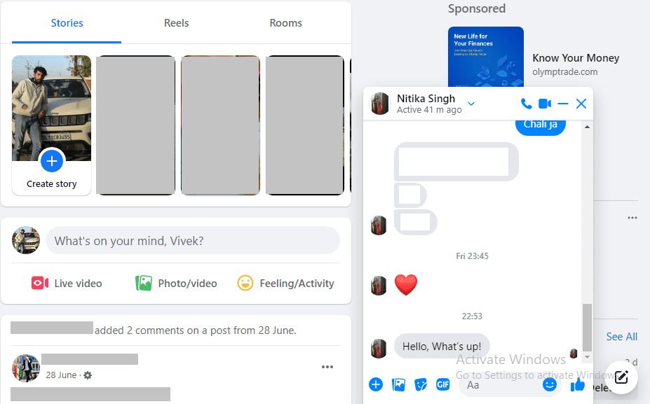 Secretly read messages on Facebook web