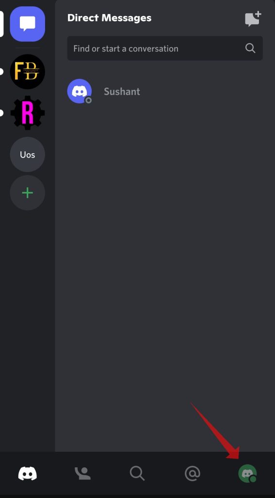 Tap profile avatar on Discord