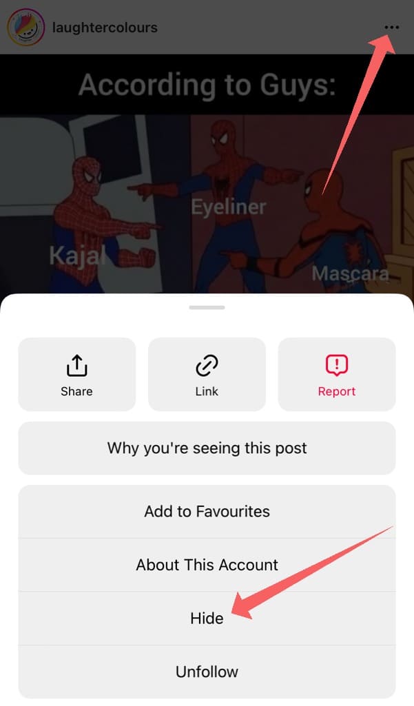 Hide post from Instagram feed