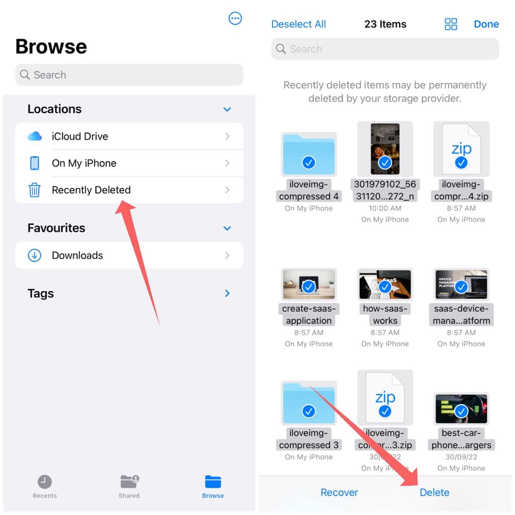 Empty Recentely Deleted files on iPhone