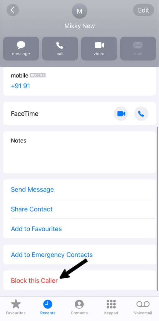 Block caller on iPhone