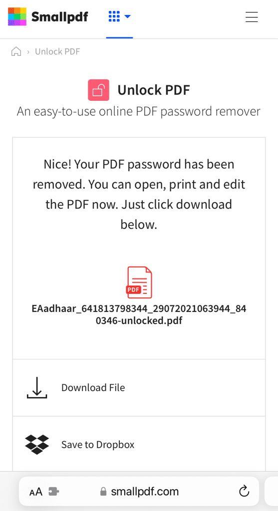 Download unlocked PDF without password