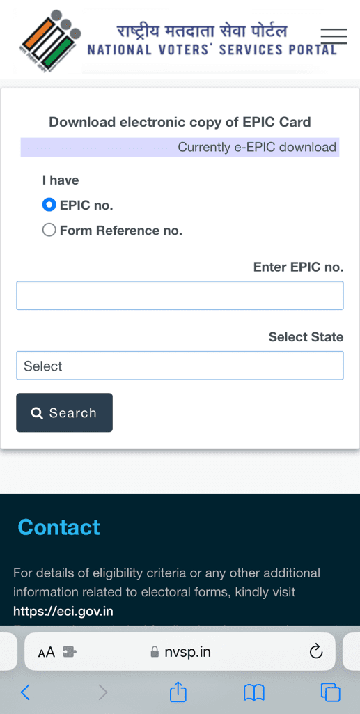 Enter EPIC number