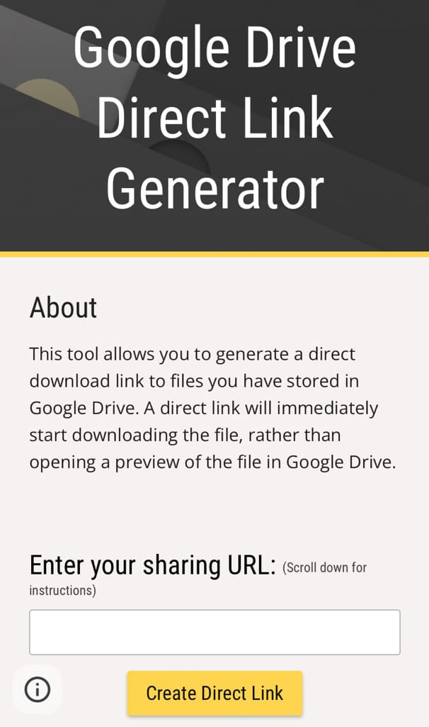 Google Drive direct download link generator