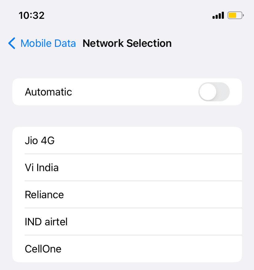 Choose mobile network manually Select network signals on iPhone manually