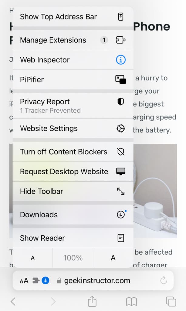 Block ads using Reader Mode in Safari on iPhone