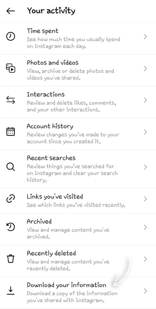 Download your information on Instagram