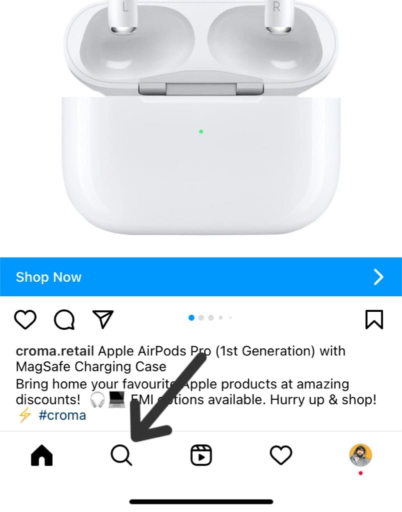 Go to Search Explore page on Instagram